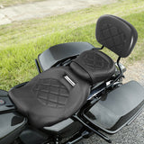 C.C. RIDER Touring Seat Two Piece Low Profile Driver Passenger Seat With Backrest For Road Glide Street Glide Road King, Black, 2009-2023