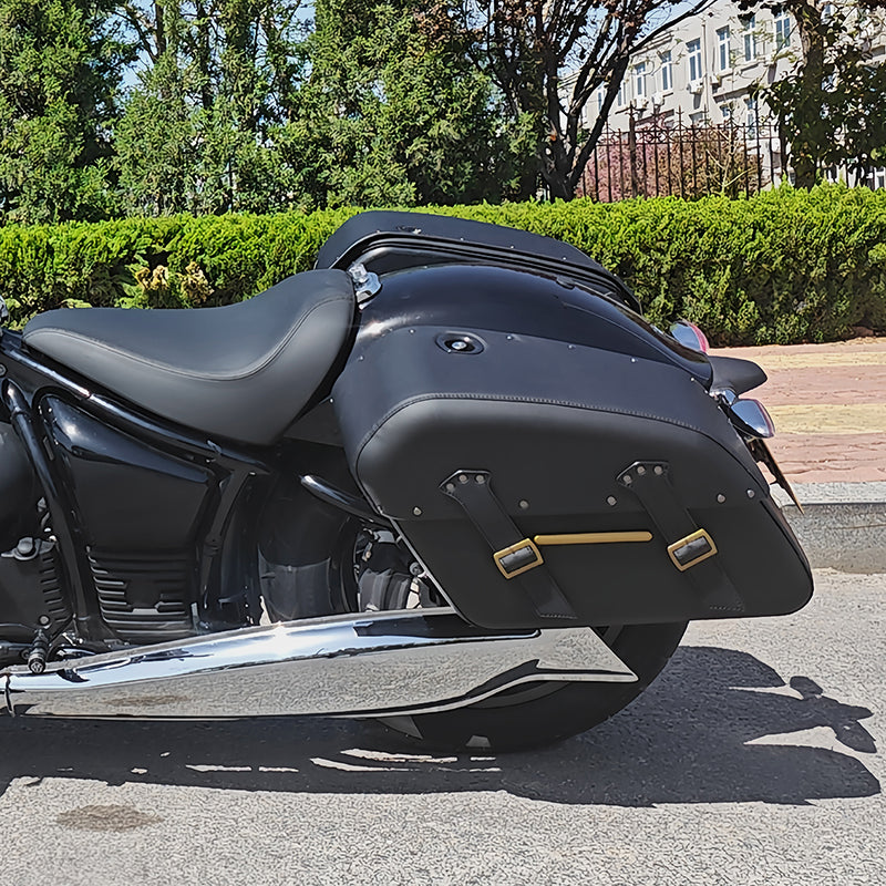 C.C.RIDER Leather Detachables Saddlebags Brass Trimming Side Bags For BMW R18 Classic, 2020-2024