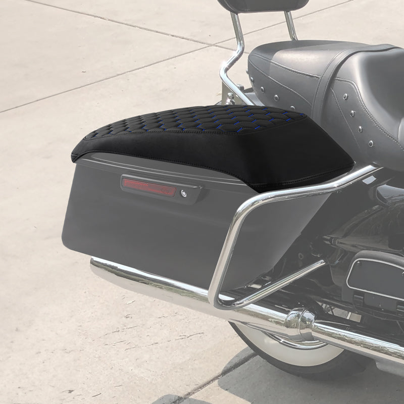 C.C. RIDER Saddlebag Lid Covers Honeycomb Stitching For Harley Touring Street Road Glide 2014-2023