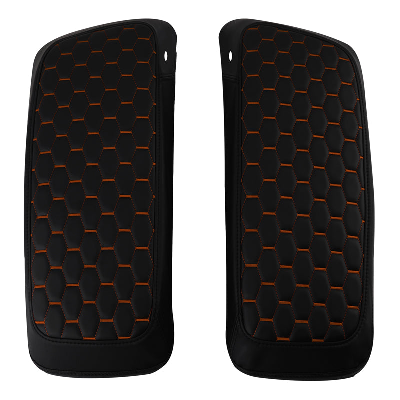 C.C. RIDER Saddlebag Lid Covers Honeycomb Stitching For Harley Touring Street Road Glide 2014-2023