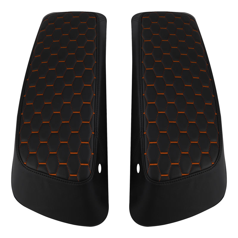 C.C. RIDER Saddlebag Lid Covers Honeycomb Stitching For Harley Touring Street Road Glide 2014-2023