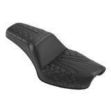C.C. RIDER Dyna Step Up Seat 2 Up Seat Black Honeycomb Stitching For Dyna Wide Glide Super Glide, 1996-2003