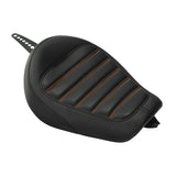 C.C.RIDER Sportster Seat Front Solo Seat Driver Rider Cushion Orange Roll Stitching, 2010-2023 XL models