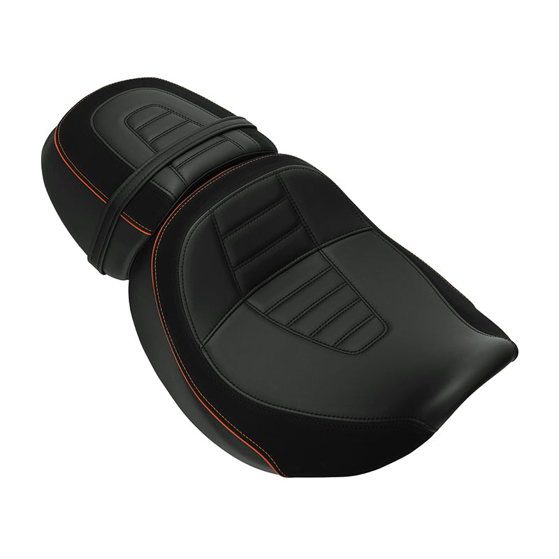 C.C. RIDER Touring Seat Two Piece 2 Up Seat Driver Solo Seat Passenger Seat Alcantara Leather For CVO Street Glide CVO Road Glide, 2023-2025