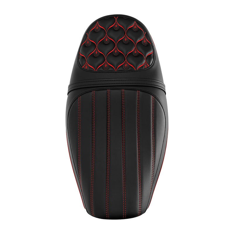 C.C.RIDER Kawasaki Z900RS ERGO Seat Genuine Z900RS Cafe 2 up Seat Black Red Fire Pattern, Kawasaki Z900RS 2018-2025