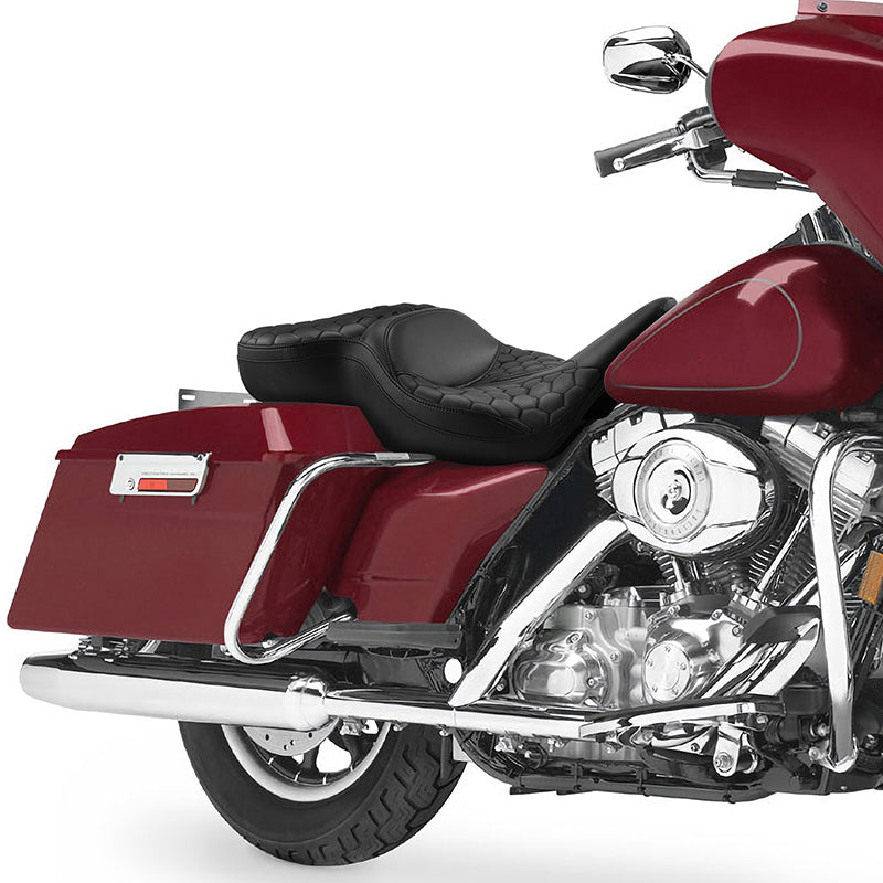 Gel Seat C.C. RIDER Touring Seat 2 Up Seat  Driver Passenger Seat For Harley CVO Road Glide Electra Glide Street Glide Road King Honeycomb, 1997-2007