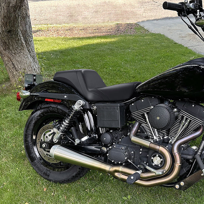 C.C. RIDER Dyna Step Up Seat 2 Up Seat Black Stripes Stitching For Dyna Wide Glide Super Glide, 1996-2003 (Copy)