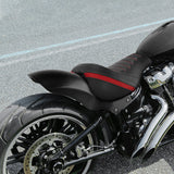 C.C.RIDER Custom Short Oval Rear Fender With Red Stitching Solo Seat in Black Gelcoat Finish For Harley Softail Breakout FXBR FXBRS, 2018-2023