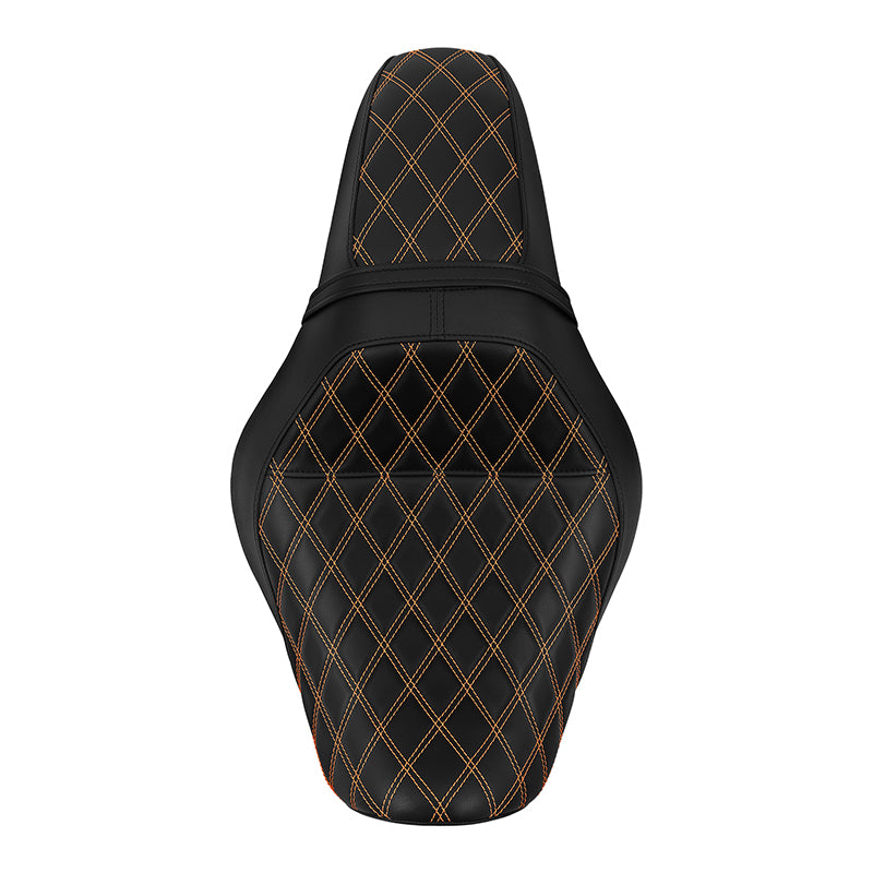 C.C. RIDER VT750C2 VT750C2B One Piece Seat Orange Lattice Stitiching Fit Honda Shadow Spirit 2007-2015 Shadow Phantom 2009-2024