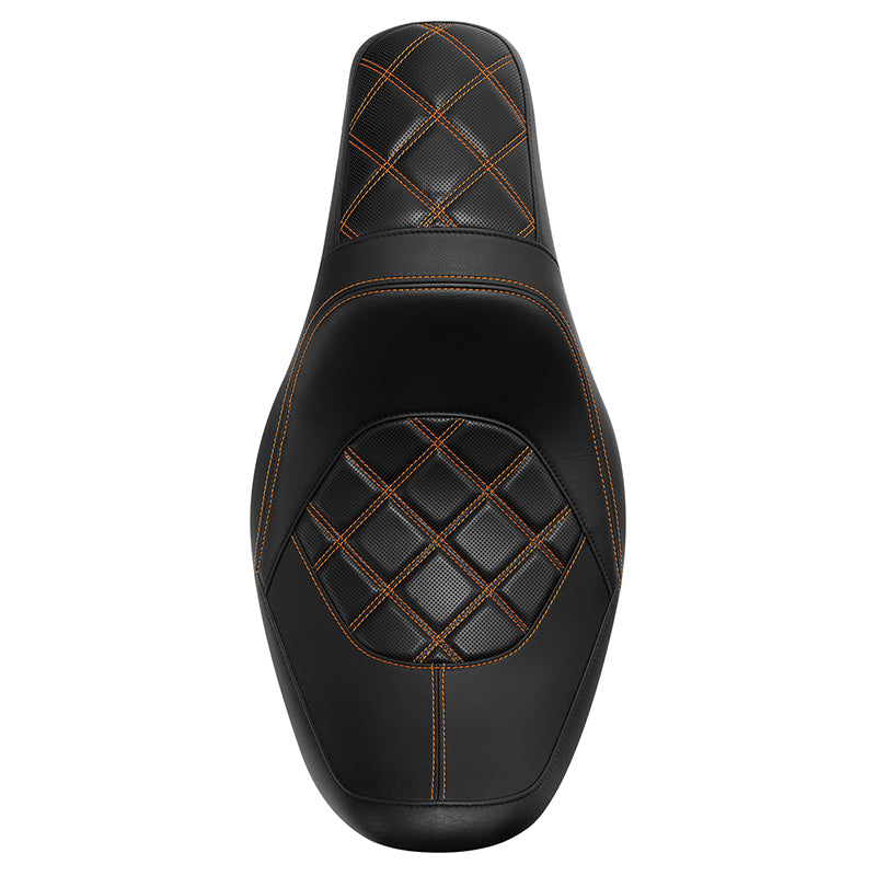 C.C. RIDER Dyna Seat 2 up Seat Motorcycle Seat Lattice Stitching For Dyna Low Rider Fat Bob FXD/FXDWG, 2006-2017