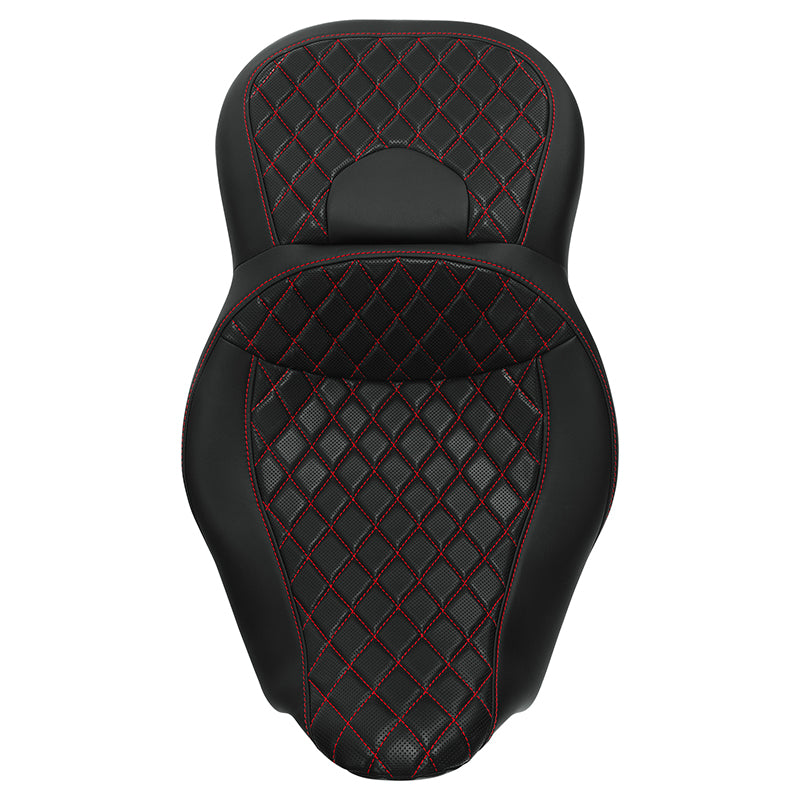 C.C. RIDER Touring Seat 2 Up Seat Driver Passenger Seat Lattice Stitching For Harley CVO Road Glide Electra Glide Street Glide Road King, 2009-2023
