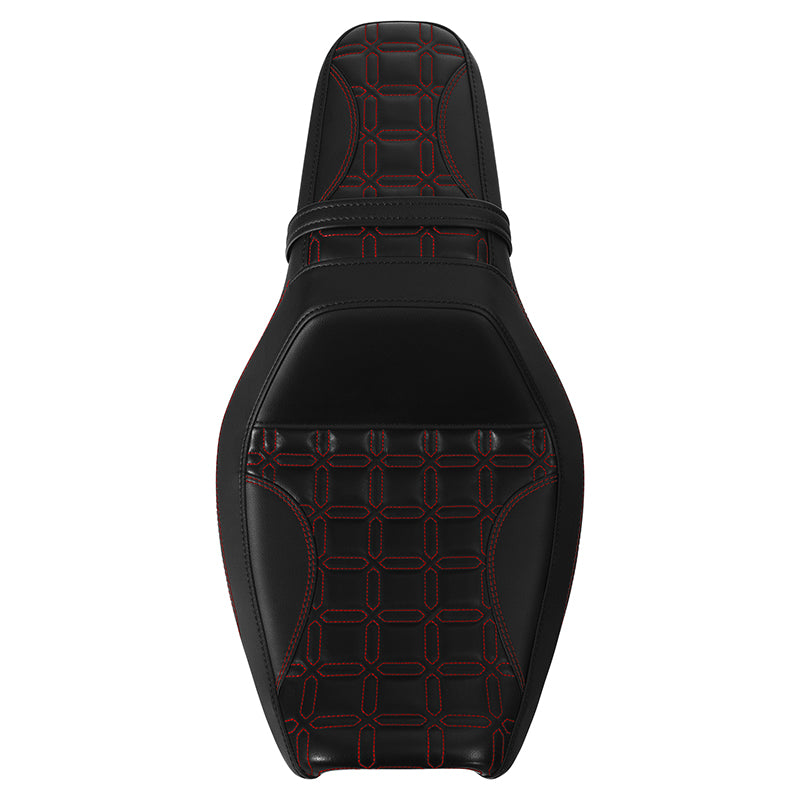 C.C. RIDER Softail Seat Driver And Passenger Seat Chopper Seat Red Fishing Net Pattern Fit Fat Bob 114 FXFB 2018-2023