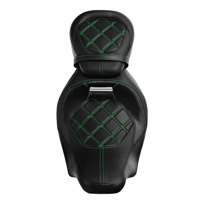 NEW C.C. RIDER Touring Seat Two Piece 2 Up Seat Low Profile Driver Passenger Seat Lattice Sititching For Road Glide Street Glide Road King, 2009-2023