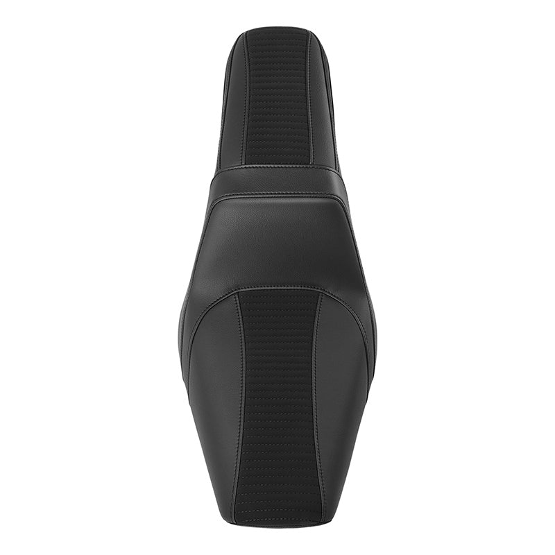 C.C. RIDER Dyna Step Up Seat 2 Up Seat Black Stripes Stitching For Dyna Wide Glide Super Glide, 1996-2003 (Copy)