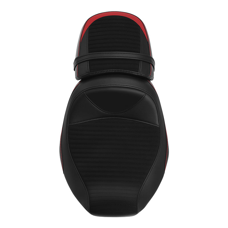 C.C. RIDER Touring Seat Two Piece 2 Up Seat Driver Solo Seat Passenger Seat Alcantara Leather Red Stitching For CVO Street Glide CVO Road Glide, 2023-2025