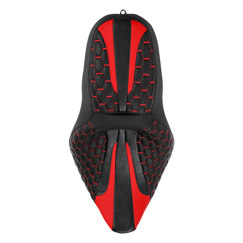 Heated Seat C.C. RIDER Touring Seat 2 up Seat Driver Passenger Seat For Harley Touring Street Glide Road Glide Electra Glide Honeycomb Stitiching, 2008-2023