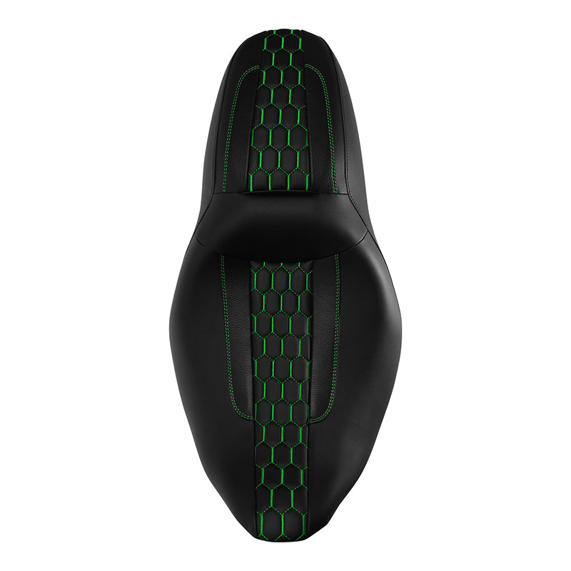 C.C. RIDER Touring Seat 2 up Seat Driver Passenger Seat Honeycomb Stitching For Harley Touring Street Glide Road Glide Electra Glide, 2008-2023