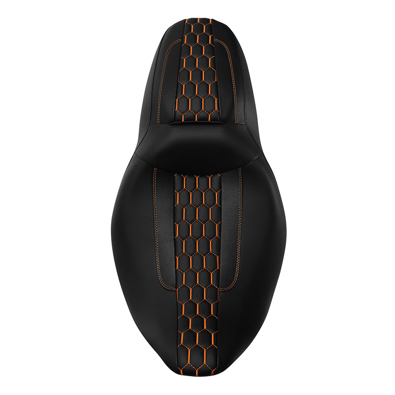 C.C. RIDER Touring Seat 2 up Seat Driver Passenger Seat Honeycomb Stitching For Harley Touring Street Glide Road Glide Electra Glide, 2008-2023