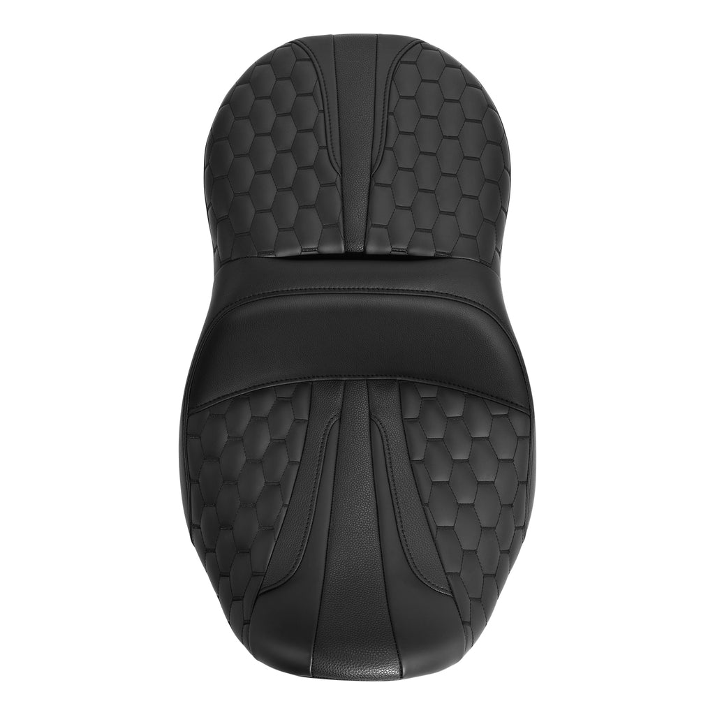 C.C. RIDER Touring Seat One Piece 2 Up Seat Driver Passenger Seat Honeycomb For Street Glide Road Glide, 2023-2025
