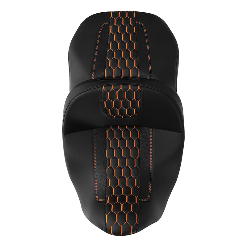 C.C. RIDER Touring Seat 2 Up Seat Driver Passenger Seat Honeycomb Stitching For Harley CVO Road Glide Electra Glide Street Glide Road King, 2009-2023