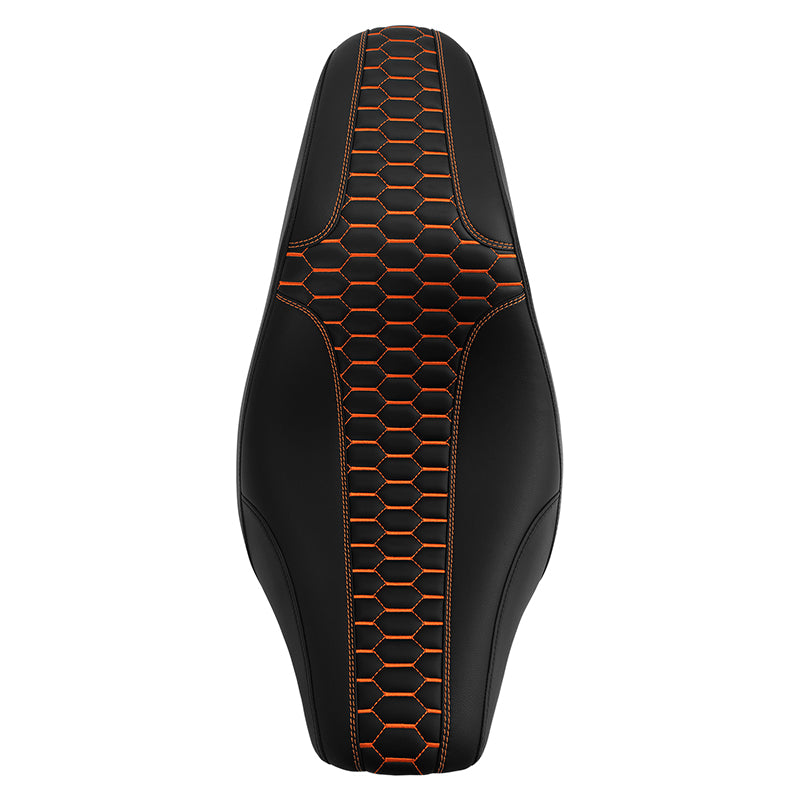 C.C. RIDER Softail Seat Low Rider S Low Rider ST Driver Passenger Seat Black Orange Honeycomb Stitching Fit For Low Rider FXLR FXLRS FXLRST 2018-2025