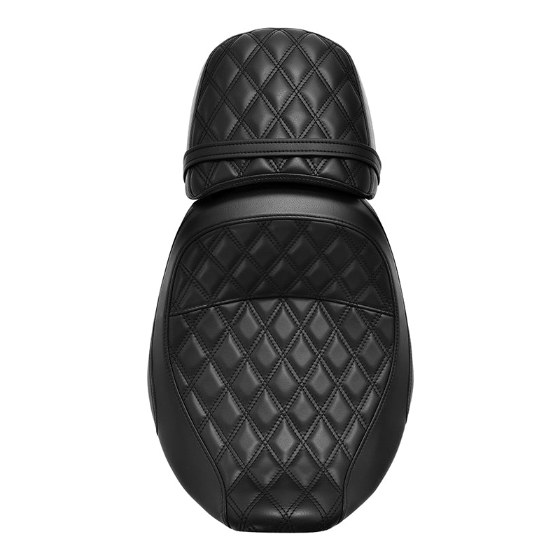C.C. RIDER Touring Seat Two Piece 2 Up Seat Driver Solo Seat Passenger Seat Black Lattice Stitching For CVO Street Glide CVO Road Glide, 2023-2025