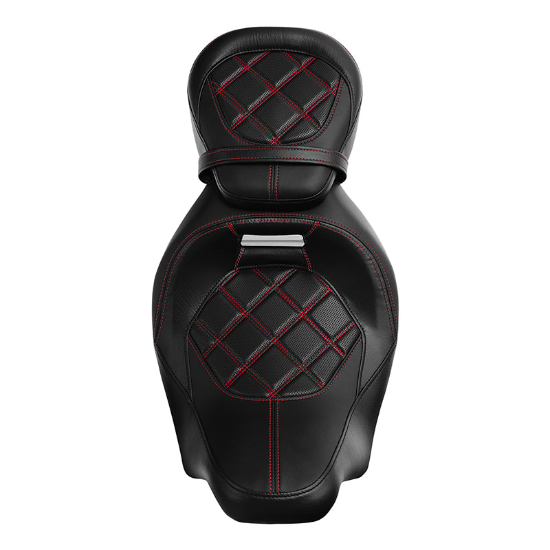 NEW C.C. RIDER Touring Seat Two Piece 2 Up Seat Low Profile Driver Passenger Seat Lattice Sititching For Road Glide Street Glide Road King, 2009-2023
