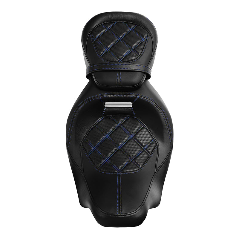NEW C.C. RIDER Touring Seat Two Piece 2 Up Seat Low Profile Driver Passenger Seat Lattice Sititching For Road Glide Street Glide Road King, 2009-2023