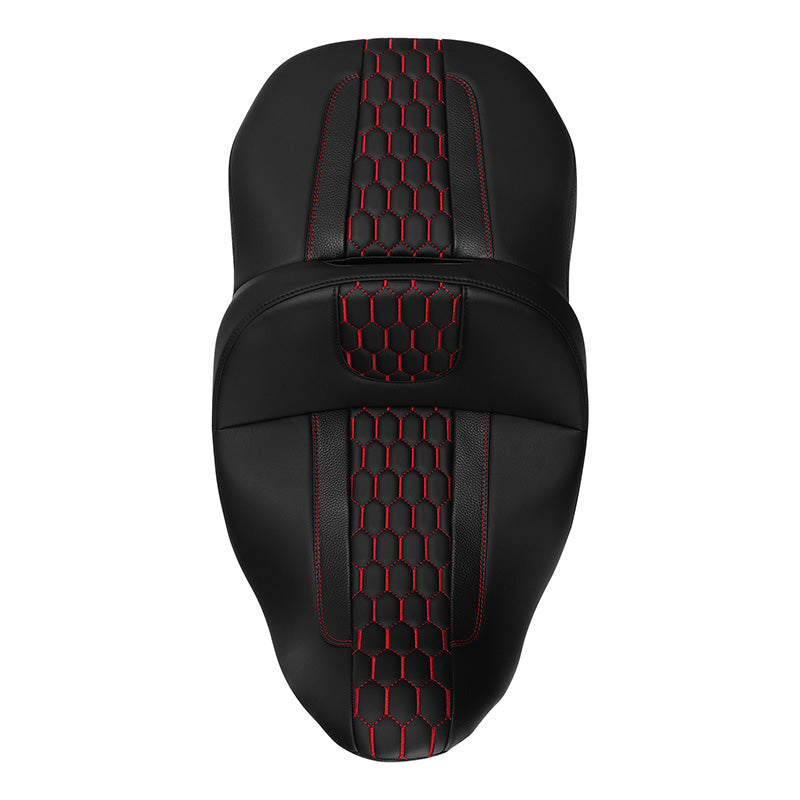 C.C. RIDER Touring Seat 2 Up Seat Driver Passenger Seat Honeycomb Stitching For Harley CVO Road Glide Electra Glide Street Glide Road King, 2009-2023