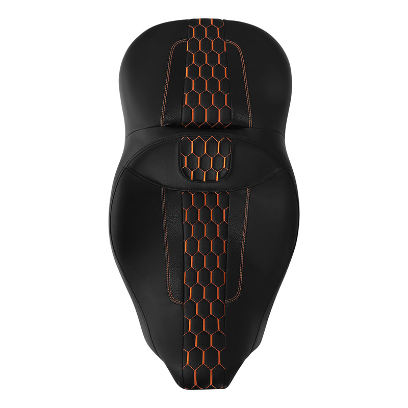C.C. RIDER Touring Seat 2 Up Seat Driver Passenger Seat Honeybomb Stitching For Harley CVO Road Glide Electra Glide Street Glide Road King, 2009-2023