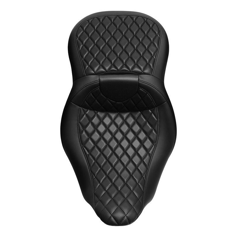 C.C. RIDER Touring Seat 2 Up Seat Driver Passenger Seat Lattice Stitching For Harley CVO Road Glide Electra Glide Street Glide Road King, 2009-2023