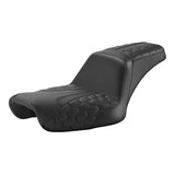 C.C. RIDER Dyna Step Up Seat 2 Up Seat Black Honeycomb Stitching For Dyna Wide Glide Super Glide, 1996-2003