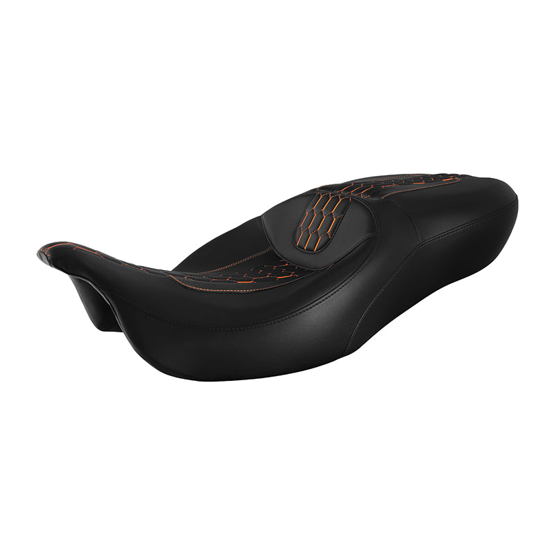 C.C. RIDER Touring Seat 2 Up Seat Driver Passenger Seat Honeybomb Stitching For Harley CVO Road Glide Electra Glide Street Glide Road King, 2009-2023