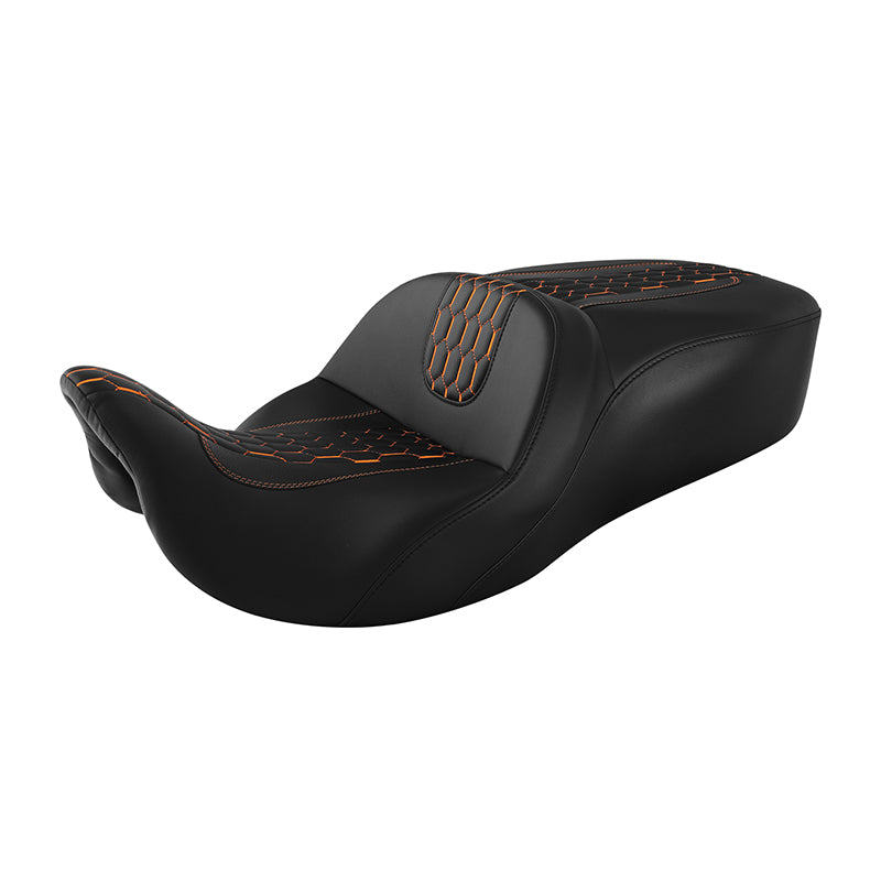 C.C. RIDER Touring Seat 2 Up Seat Driver Passenger Seat Honeycomb Stitching For Harley CVO Road Glide Electra Glide Street Glide Road King, 2009-2023