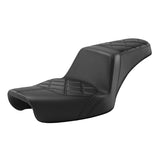 C.C. RIDER Dyna Step Up Seat 2 Up Seat Black Diamond Stitching For Dyna Wide Glide Super Glide, 1996-2003