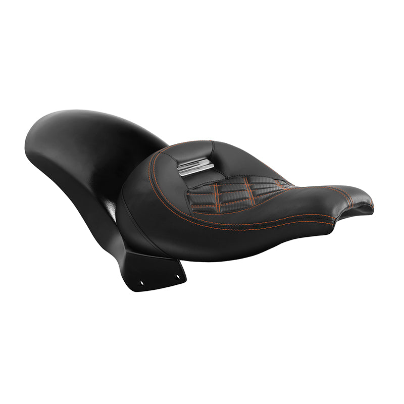 C.C.RIDER Custom Short Oval Rear Fender With Orange Lattice Solo Seat in Black Gelcoat Finish For Harley Softail Breakout FXBR FXBRS, 2018-2023