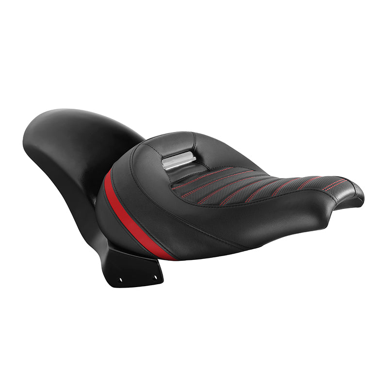 C.C.RIDER Custom Short Oval Rear Fender With Red Stitching Solo Seat in Black Gelcoat Finish For Harley Softail Breakout FXBR FXBRS, 2018-2023