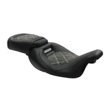 C.C. RIDER  Touring Seat Two Piece 2 Up Seat Low Profile Driver Passenger Seat Lattice Alcatara Leather For Road Glide Street Glide Road King, 2009-2023