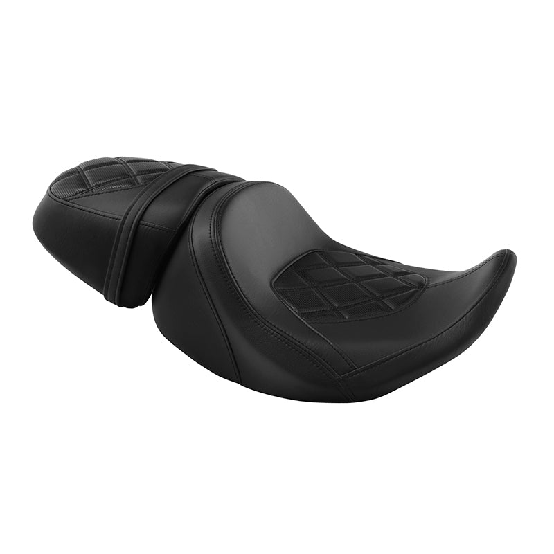 C.C. RIDER Touring Seat Two Piece 2 Up Seat Driver Solo Seat Passenger Seat Lattice Stitching For CVO Street Glide CVO Road Glide, 2023-2025