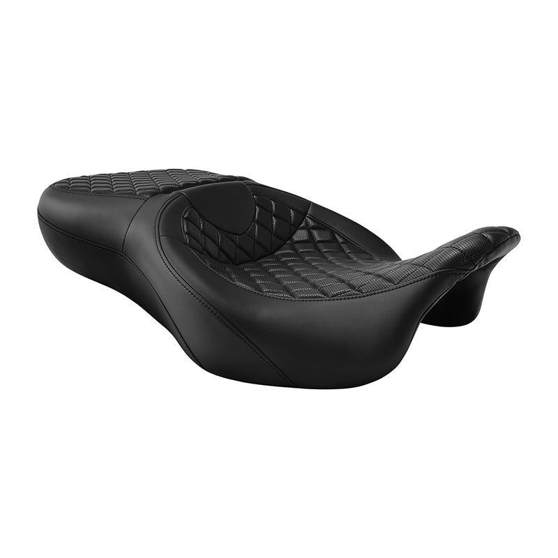C.C. RIDER Touring Seat 2 Up Seat Driver Passenger Seat Lattice Stitching For Harley CVO Road Glide Electra Glide Street Glide Road King, 2009-2023