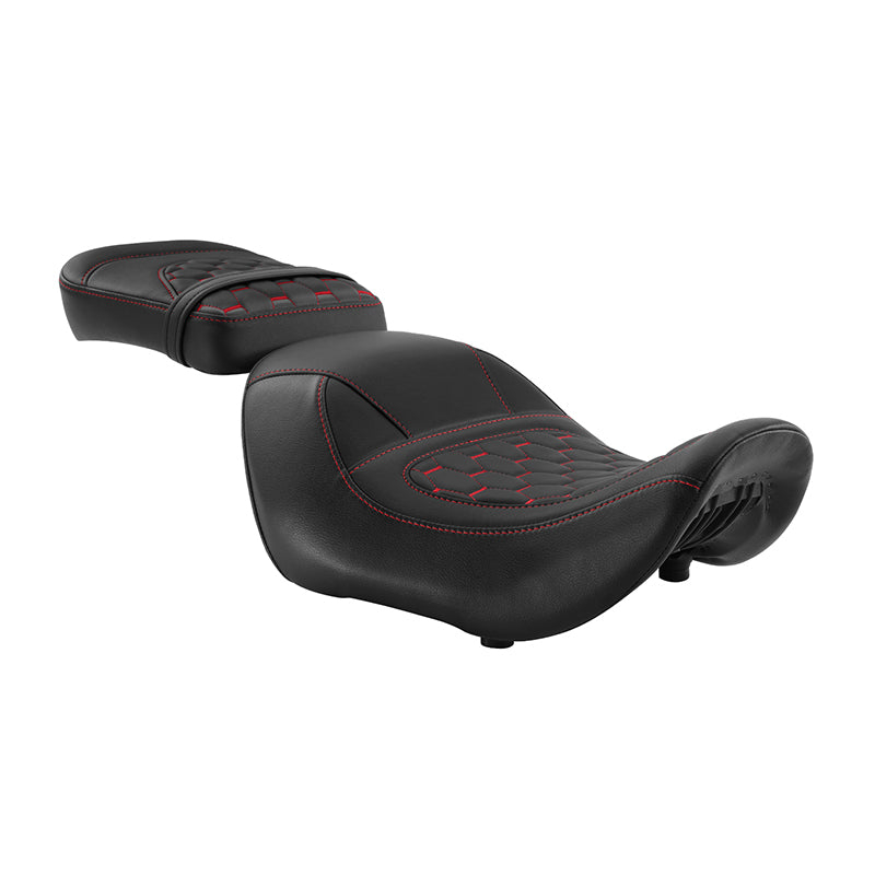 C.C. RIDER Sportster Seat 2 Piece Reach Seat Driver And Passegner Seat Red Hneycomb Fit For Harley Nightster RH975 2022-Later