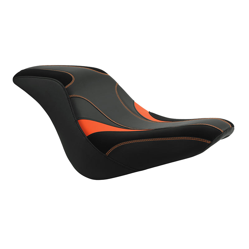 C.C. RIDER Softail Seat Low Rider S ST Driver Passenger Seat Black Orange Custom Cutting Low Rider FXLR FXLRS FXLRST 2018-2025