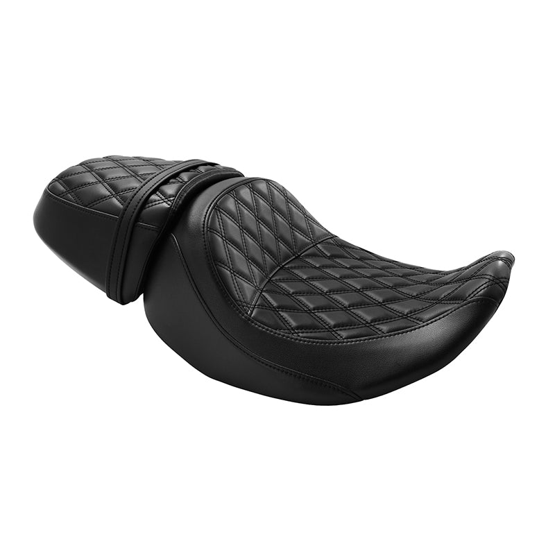 C.C. RIDER Touring Seat Two Piece 2 Up Seat Driver Solo Seat Passenger Seat Black Lattice Stitching For CVO Street Glide CVO Road Glide, 2023-2025