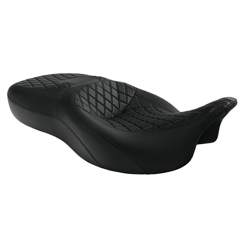 C.C. RIDER Touring Seat 2 Up Seat Driver Passenger Seat Lattice Stitching For Harley CVO Road Glide Electra Glide Street Glide Road King, 2009-2023