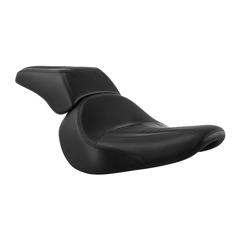 C.C. RIDER Softail Seat Two Piece 2 Up Seat Low Profile Driver Solo Seat Passenger Seat Carbon Fiber Pattern For Harley Softail Fat Boy Cross Bones, 2007-2017