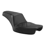 C.C. RIDER Dyna Step Up Seat 2 Up Seat Black Diamond Stitching For Dyna Wide Glide Super Glide, 1996-2003