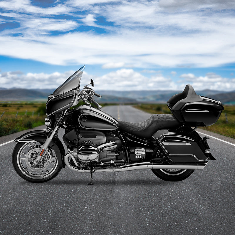 C.C. Rider BMW R18B R18 Transcontinental One Piece Seat Rider Passenger Low Profile Seat Pillion Cushion Black Lattice, 2020-2024