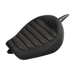 C.C.RIDER Sportster Seat Front Solo Seat Driver Rider Cushion Orange Roll Stitching, 2010-2023 XL models