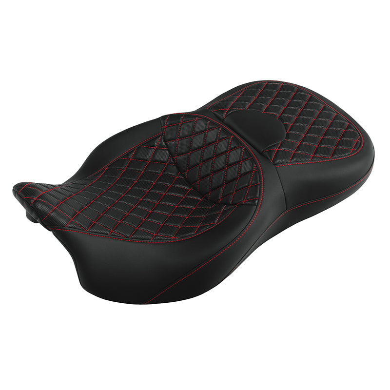 C.C. RIDER Touring Seat 2 Up Seat Driver Passenger Seat Lattice Stitching For Harley CVO Road Glide Electra Glide Street Glide Road King, 2009-2023