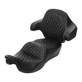 C.C. RIDER Touring Seat Driver Passenger Seat With Backrest For Harley CVO Road Glide Electra Glide Street Glide Road King, Black White, 2014-2023